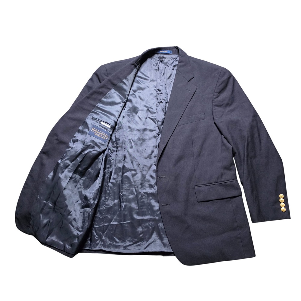 Polo Ralph Lauren University Club Blazer Navy Blue Mens 44R Wool Gold Button